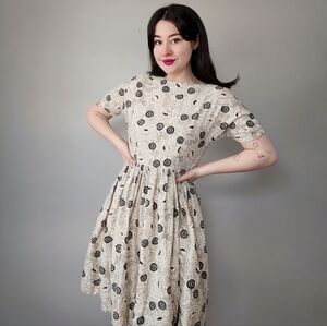 Womens Cream Floral Midi Dress